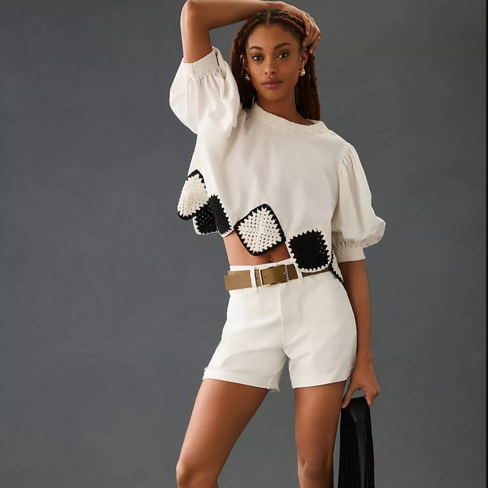 Anthropologie Hudson Devon High‑Rise Boyfriend Shorts White Size 26 NWT